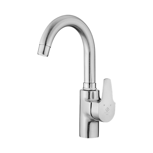 Anita Basin Mixer With Short Spout Steel