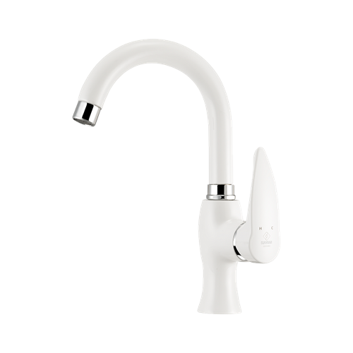 Parvaneh Basin Mixer With Short Spout White 